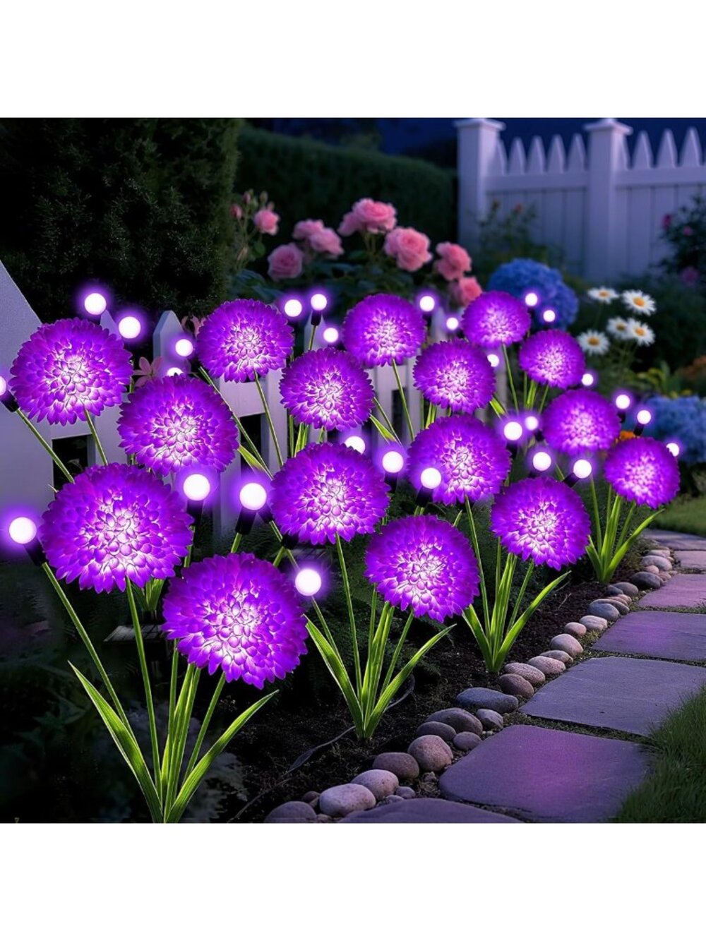 8 Pack Solar Purple Firefly Lights - Waterproof Garden Decor for Fall